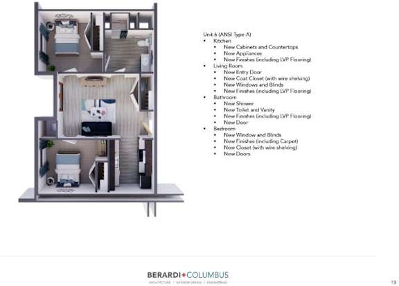 A page from a catalogue showing a floor plan and a list of items for a kitchen renovation.