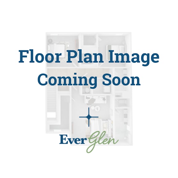A placeholder image for a floor plan with the text "Floor Plan Image Coming Soon" and the name "Everglen" displayed.