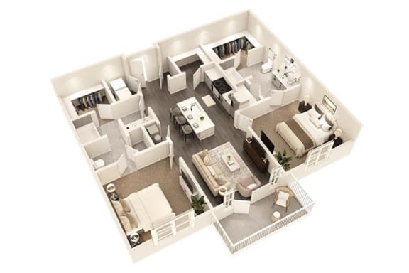a floor plan of a house with a bedroom and a living room at The Flats at Southlawn Apartments, Lawrenceville, GA