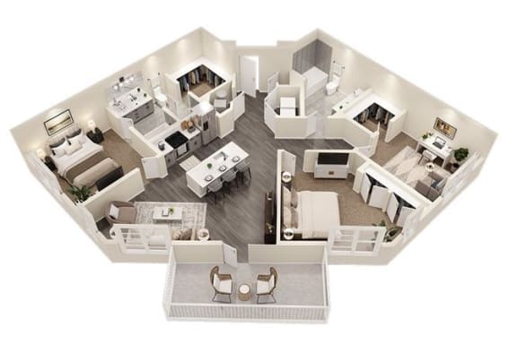 a floor plan of a house with a bedroom and a living room at The Flats at Southlawn Apartments, Georgia