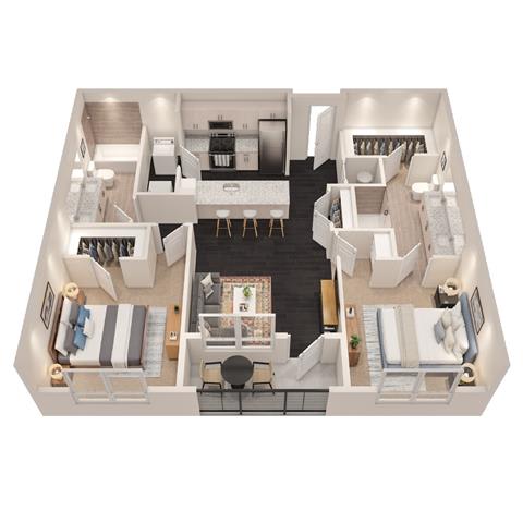 a floor plan of a house with a bedroom and a living room