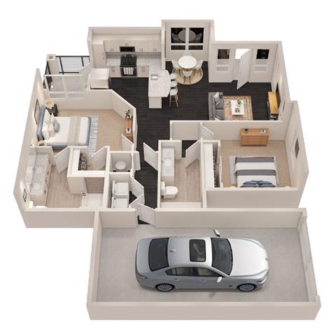 a car is parked inside of a house at Promenade at Newnan Crossing, Newnan, GA