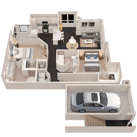 a view of the floor of a house with a car at Promenade at Newnan Crossing, Georgia