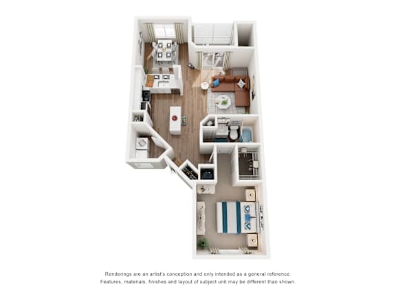 1 Bed 1 Bath Floor Plan | 860 Sq. Ft
