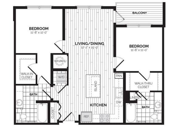 1 Bed 1 Bath Floor Plan | 1,017 Sq. Ft. 1 Bed 1 Bath Floor Plan | 1,017 Sq. Ft. at Rivergate, Woodbridge, VA 22191