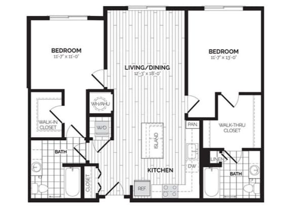 Floor Plan  2 Bed 2 Bath Floor Plan | 1,108 Sq. Ft. at Rivergate, Woodbridge Virginia