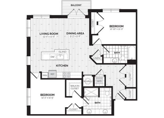 2 Bed 2 Bath Floor Plan | 1,240 Sq. Ft. 2 Bed 2 Bath Floor Plan | 1,240 Sq. Ft. at Rivergate, Virginia, 22191