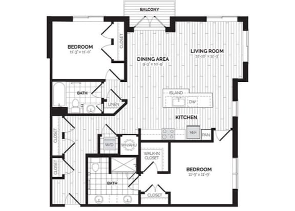2 Bed 2 Bath Floor Plan | 1,276 Sq. Ft. 2 Bed 2 Bath Floor Plan | 1,276 Sq. Ft. at Rivergate, Virginia, 22191