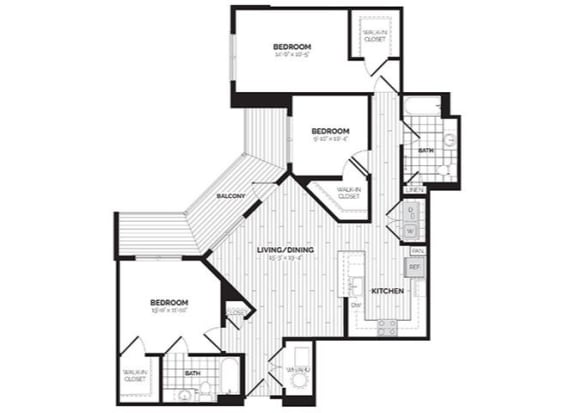 3 Bed 2 Bath Floor Plan | 1,340 Sq. Ft. 3 Bed 2 Bath Floor Plan | 1,340 Sq. Ft. at Rivergate, Woodbridge, VA