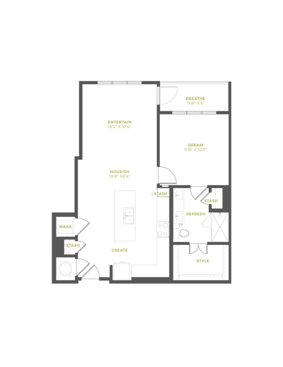 A4A Floor Plan | 878 Sq. Ft. at The Quincy Apartments, Acworth, GA