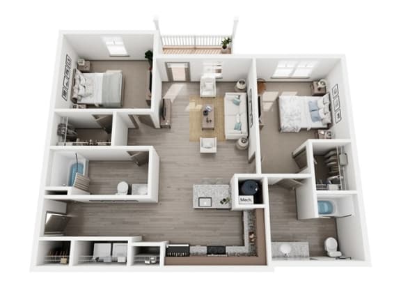 Quarry Floor Plan | 1,248 Sq. Ft. Quarry Floor Plan | 1,248 Sq. Ft. at Village at Westland Cove Apartments, Knoxville