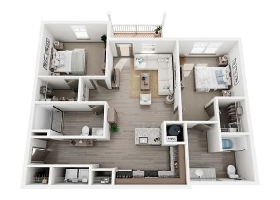 Shore Floor Plan | 1,248 Sq. Ft. Shore Floor Plan| 1,248 Sq. Ft. at Village at Westland Cove Apartments, Knoxville, TN