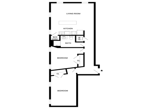 Reflection Floor Plan | 949 Sq. Ft. at Mayton Transfer Lofts, Petersburg, VA