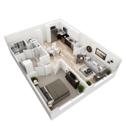 Floor Plan  1 bed 1 bath floor plan C with 787 Sq. Ft. at Vista Brooklynn Apartments, Jacksonville, FL, 32202