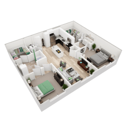 2 bed 2 bath floor plan C with 1,157 Sq. Ft. 2 bed 2 bath floor plan C with 1,157 Sq. Ft. at Vista Brooklynn Apartments, Jacksonville, 32202
