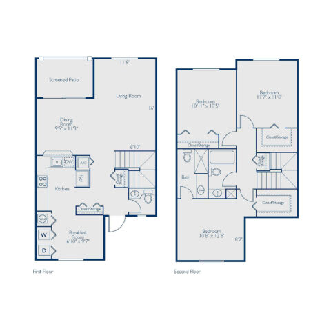 3 bed 2.5 bath floor plan with 1,550 Sq. Ft. A at The Villas at Ibis Landing, Florida, 33067