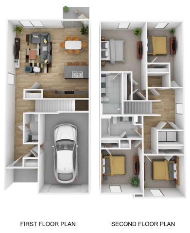 4 bed 2.5 bath floor plan with 1,554 Sq. Ft. at Summit Place Apartments, Oak Ridge, TN