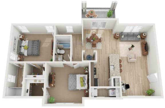 2 Bed 2 Bath Floor Plan | 1,266 Sq. Ft. at Retreat at Arden Farms, Arden, NC