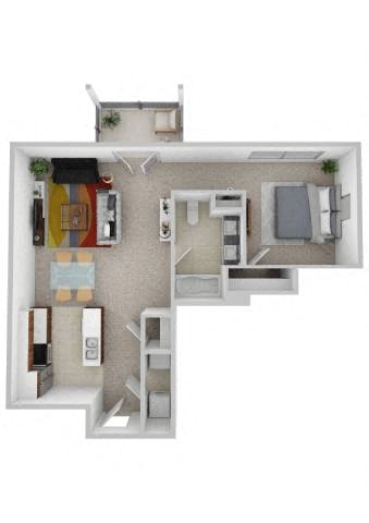 1 Bed 1 Bath Floor Plan | 767 Sq. Ft. 1 Bed 1 Bath Floor Plan | 767 Sq. Ft. at Skyloft in Asheville, 28803