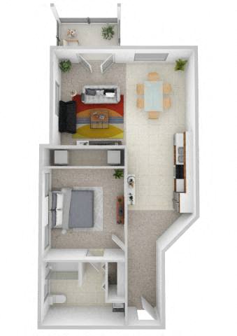 1 Bed 1 Bath Floor Plan | 785 Sq. Ft. 1 Bed 1 Bath Floor Plan | 785 Sq. Ft. at Skyloft in Asheville, North Carolina