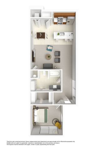 1 Bed 1 Bath Floor Plan | 830 Sq. Ft. at Skyloft in Asheville, NC