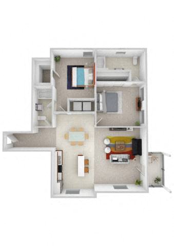2 Bed 2 Bath Floor Plan | 1,235 Sq. Ft. 2 Bed 2 Bath Floor Plan | 1,235 Sq. Ft. at Skyloft in Asheville, NC 28803