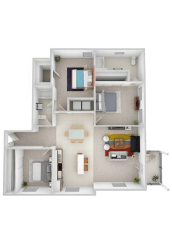 3 Bed 2 Bath Floor Plan | 1,337 Sq. Ft. 3 Bed 2 Bath Floor Plan | 1,337 Sq. Ft. at Skyloft in Asheville, North Carolina 28803