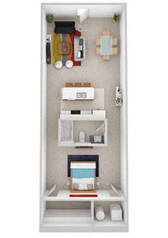 Studio 1 Bath Floor Plan | 990 Sq. Ft. at Skyloft in Asheville, NC 28803