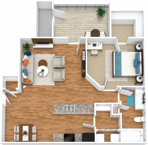 One Bedroom One Bathroom Floor Plan | 815 Sq. Ft. One Bedroom One Bathroom Floor Plan | 815 Sq. Ft. at Huntington Chase Apartments, Warner Robins, GA 31088