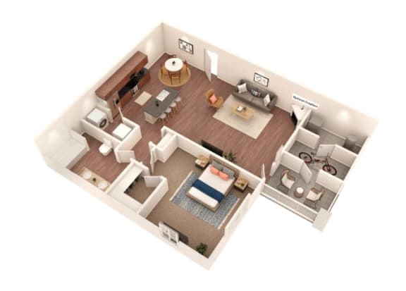 1 Bed 1 Bath Floor Plan with 946 Sq. Ft. 1 Bed 1 Bath Floor Plan with 946 Sq. Ft. at SomerHill Farms Apartments, Gainesville, VA