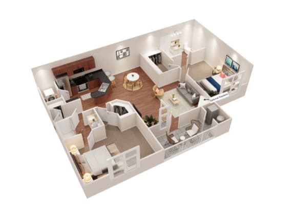 2 Bed 2 Bath Floor Plan with 1,111 Sq. Ft. 2 Bed 2 Bath Floor Plan with 1,111 Sq. Ft. at SomerHill Farms Apartments, Gainesville Virginia