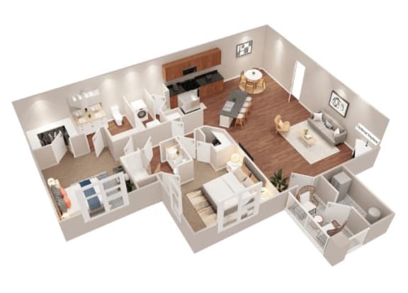 2 Bed 2 Bath Floor Plan with 1,187 Sq. Ft. 2 Bed 2 Bath Floor Plan with 1,187 Sq. Ft. at SomerHill Farms Apartments, Gainesville
