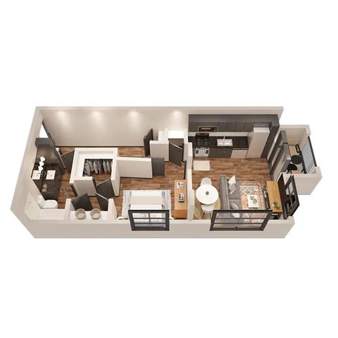 1 Bed 1 Bath Floor Plan | 743 Sq. Ft. 1 Bed 1 Bath Floor Plan | 743 Sq. Ft. at 17 Broad, Chattanooga Tennessee