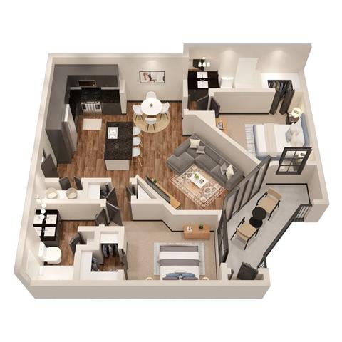 2 Bed 2 Bath Floor Plan | 1,180 Sq. Ft. 2 Bed 2 Bath Floor Plan | 1,180 Sq. Ft. at 17 Broad, Tennessee