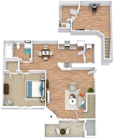 Windward Floor Plan | 934 Sq. Ft. at Marina Point, Tennessee
