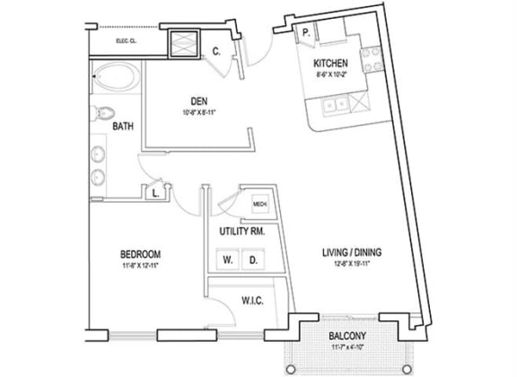Floor Plan  a floor plan of a house at Flats at West Broad Village, Virginia, 23060