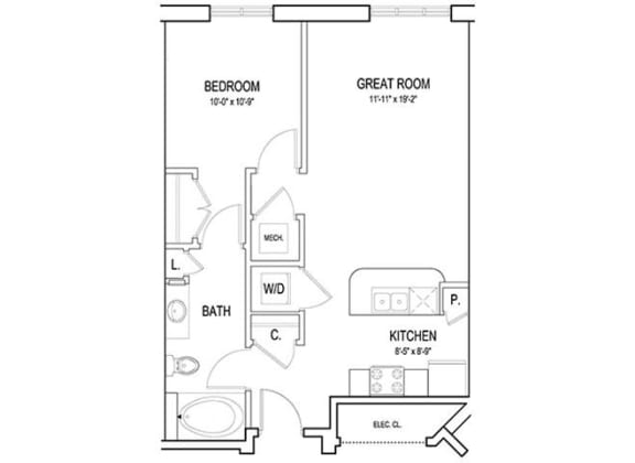 Floor Plan  a floor plan of a home at Flats at West Broad Village, Glen Allen