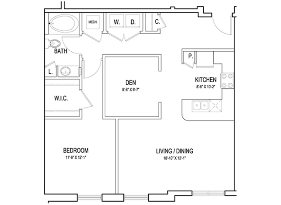 the floor plan of baronial style luxury house at Flats at West Broad Village, Glen Allen Virginia