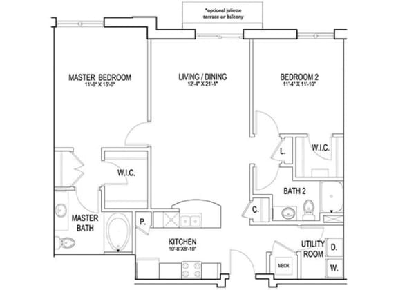 Floor Plan  a floor plan of a home at Flats at West Broad Village, Glen Allen