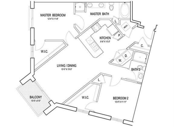 a floor plan of a house at Flats at West Broad Village, Glen Allen