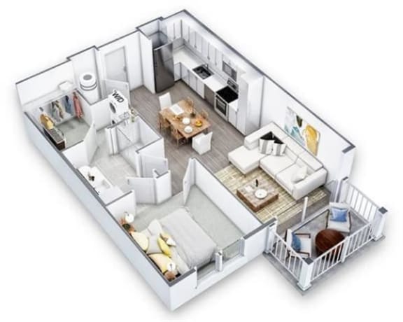 1 bed 1 bath floor plan at Artistry at Winterfield Apartments, Midlothian, Virginia