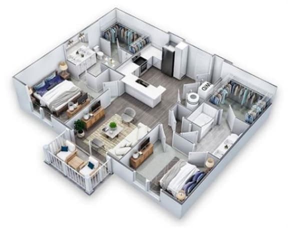 Floor Plan  2 bed 2 bath floor plan at Artistry at Winterfield Apartments, Midlothian