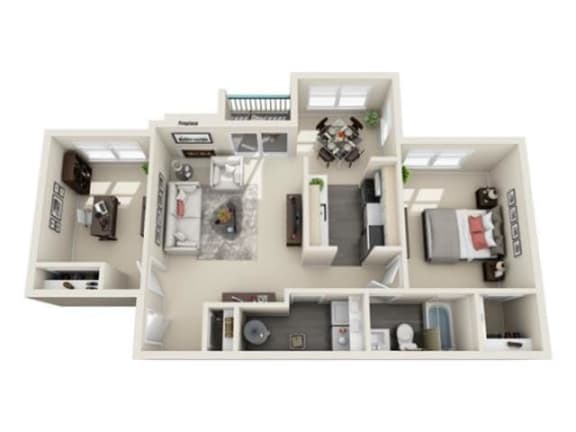 1 bed 1 bath floor plan with 747 Sq. Ft. at Hunters Chase Apartments, Midlothian ,23112