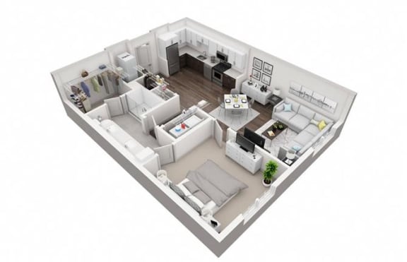 Floor Plan  1 Bedroom, 1 Bathroom with 833 square feet at 2000 West Creek Apartments, Virginia, 23238