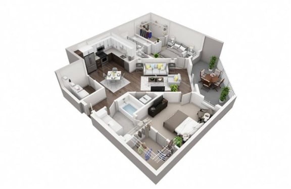 Floor Plan  2 Bedroom, 2 Bathroom with 1143 square feet at 2000 West Creek Apartments, Virginia, 23238