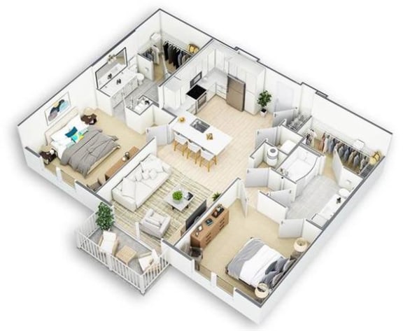 Floor Plan  a floor plan of a house with a bedroom and a living room at Tapestry West, Richmond Virginia