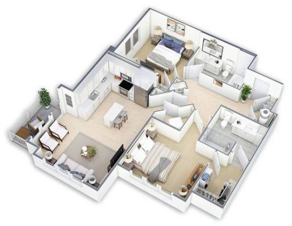 a floor plan of a house with a bedroom and a living room at Tapestry West, VA 23230