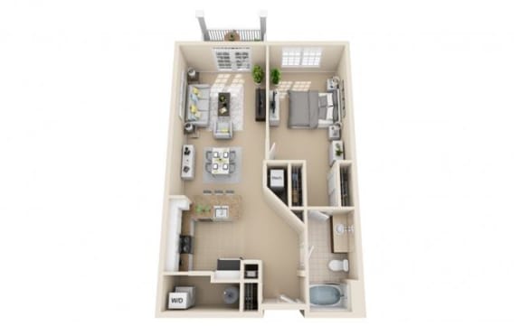 a furnished floor plan with two bedrooms and two bathrooms at Sterling Manor, Virginia