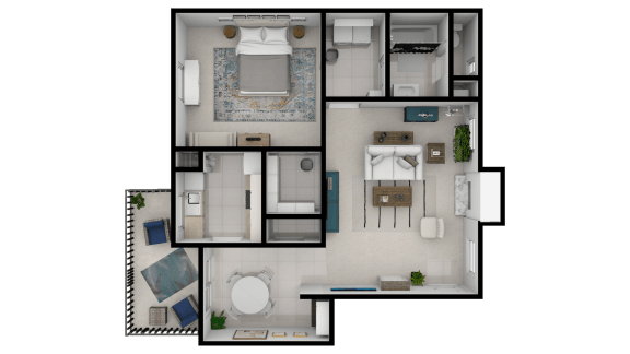 1Bedroom 1Bath Floor Plan at Lifestyle at Shreveport Apartments, Shreveport, Louisiana