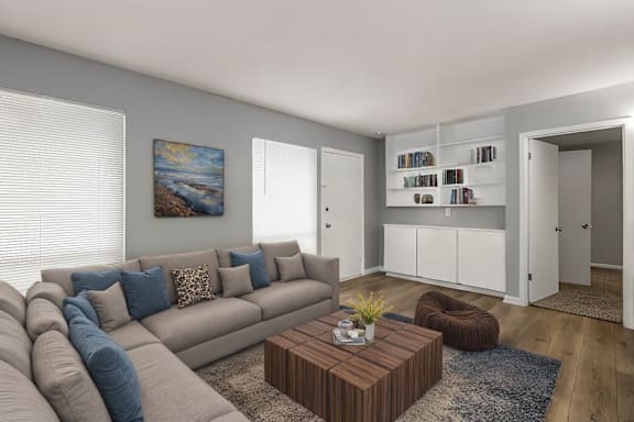 Living Area With Kitchen View at Lifestyle at Shreveport Apartments, Shreveport, Louisiana